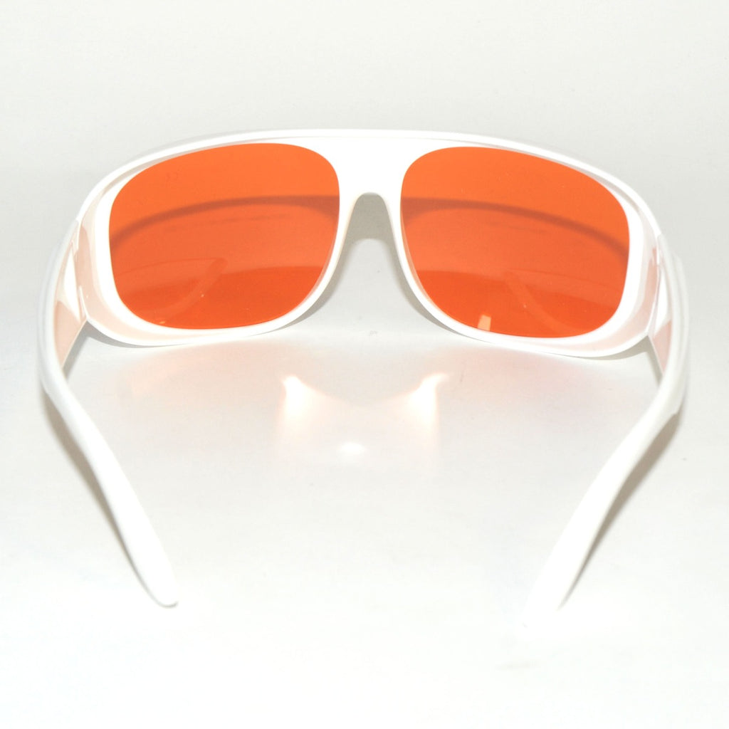 Laser Operator Glasses 532 nm Wavelength Orange Tint FD Nd YAG KTP White Frame