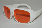 Laser Operator Glasses 532 nm Wavelength Orange Tint FD Nd YAG KTP White Frame
