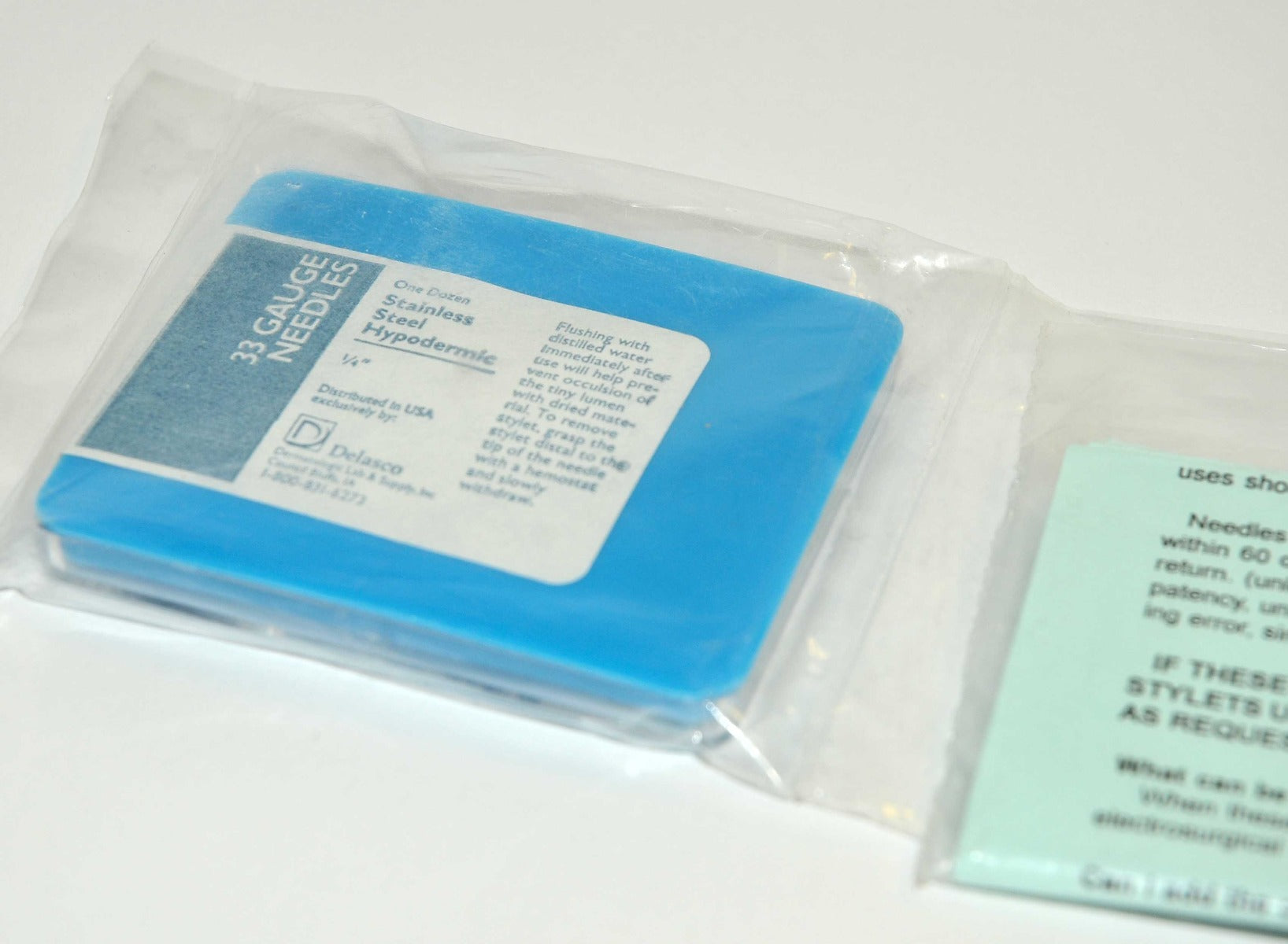 Hypodermic Needles 33G Stainless Steel Delasco 33 Gauge x12 Pc Set