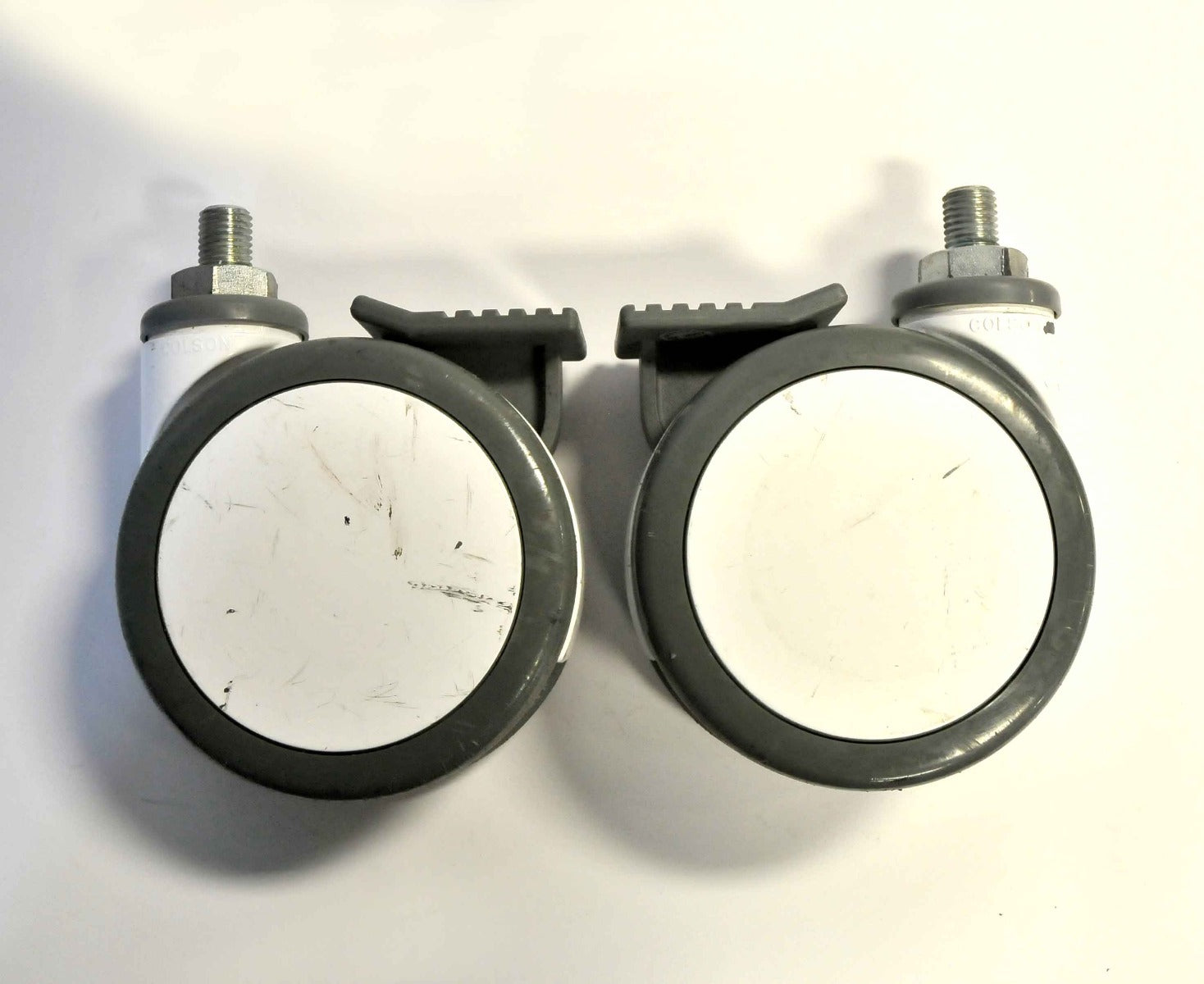 Lumenis Lume1 Laser Set LOCKING WHITE WHEELS Caster w Brake Lume One PARTS x2Pcs