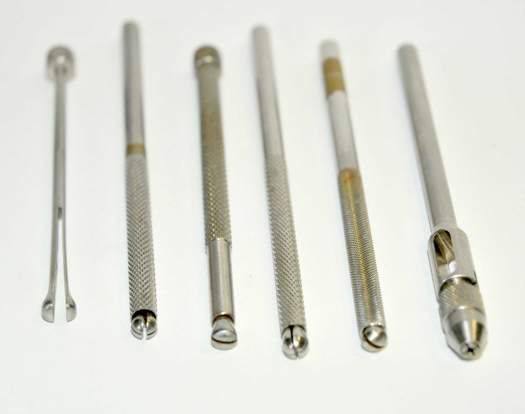 Microblade Handle Stainless Steel Knurled Blade Scalpel Collar Surgical Set 6Pcs