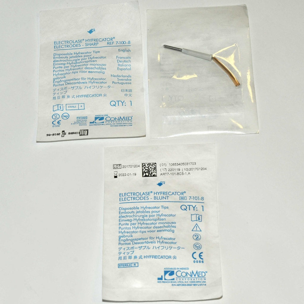 ConMed Electrolase Hyfrecator Electrodes Blunt 7-101-8 Sharp 7-100-8 LOT x3 Pcs