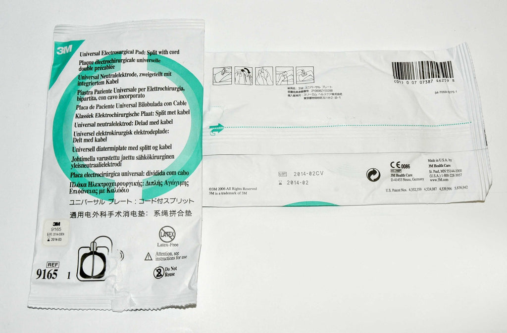 3M Health Care Universal Electrosurgical Pad Split w Cord 9165 EXPIRED Lot x10Pc