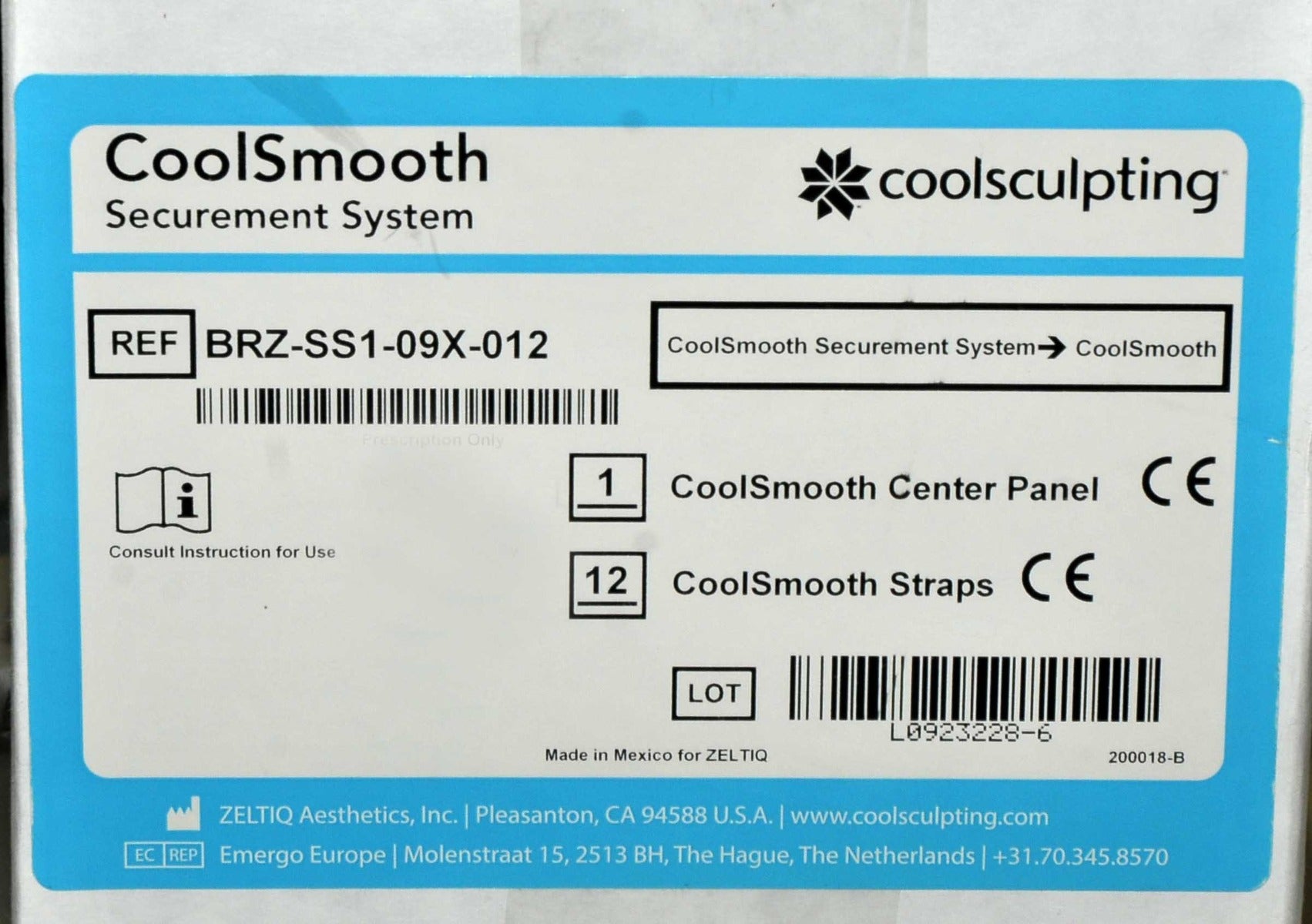 Zeltiq CoolSculpting Securement Strap Gray CoolSmooth BRZ-SS1-09X-012 200213 NEW