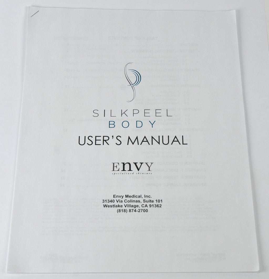 Envy Medical SilkPeel BODY User Manual Operator Guide Treatment Tip RCA-DOC-0115