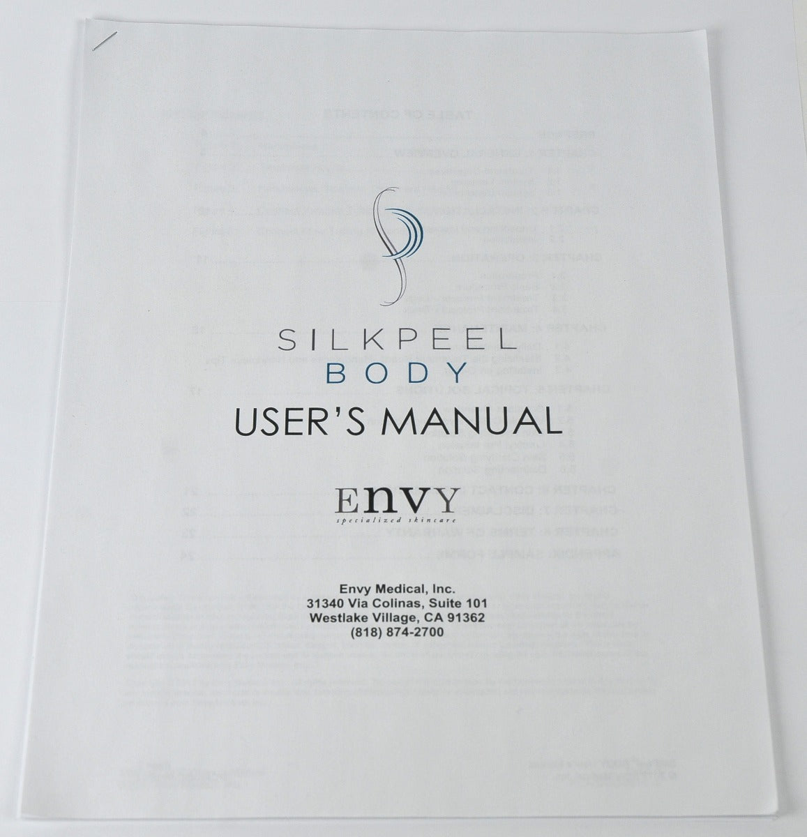 Envy Medical SilkPeel BODY User Manual Operator Guide Treatment Tip RCA-DOC-0115