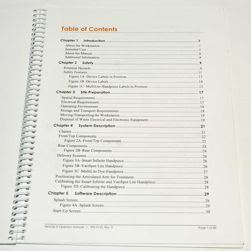 Cynosure RevLite SI Nd YAG Laser Operator Manual Reference Guide 996-9143