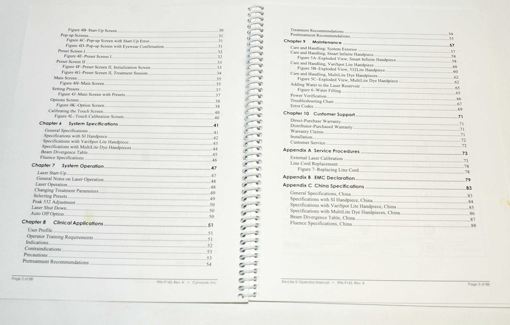 Cynosure RevLite SI Nd YAG Laser Operator Manual Reference Guide 996-9143