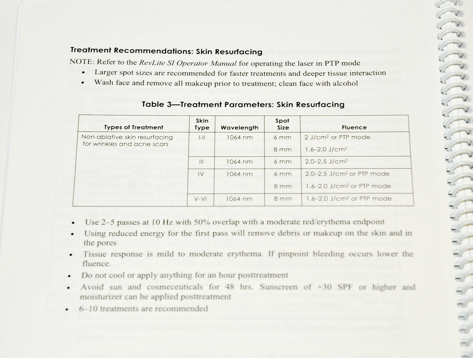 Cynosure RevLite SI Nd YAG Laser Clinical Manual Parameter Preset Guide 992-9272