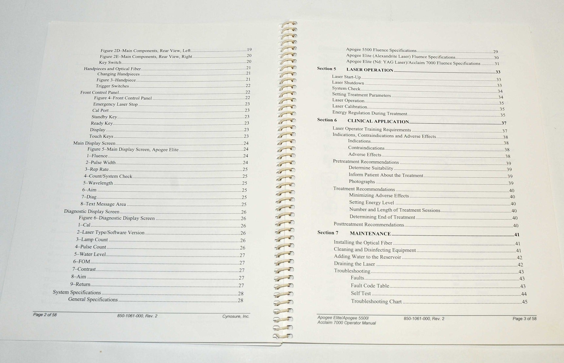 Cynosure Apogee Elite 5500 Acclaim 7000 Laser Operator User Manual 850-1061-000
