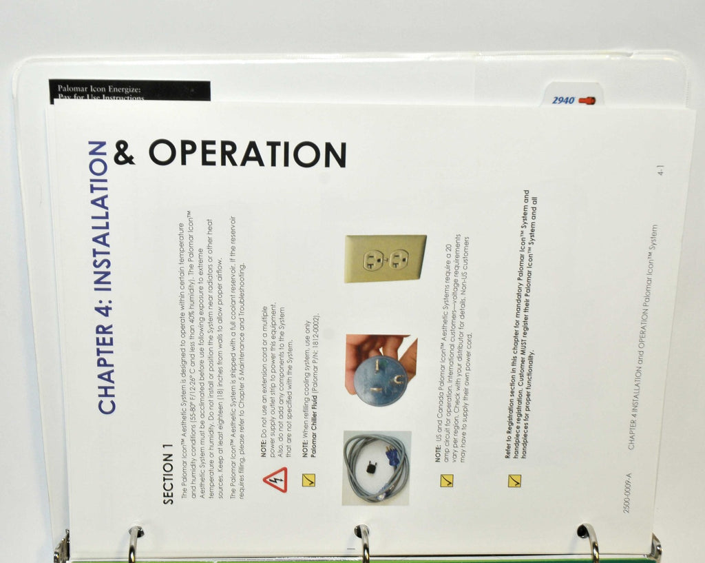 Palomar Icon Laser IPL System Operator User Guide Manual Guidelines 2500-0001-A