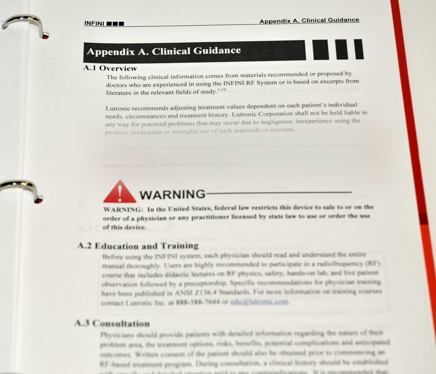 Lutronic Infini RadioFrequency RF Operator Manual Reference User Clinical Guide