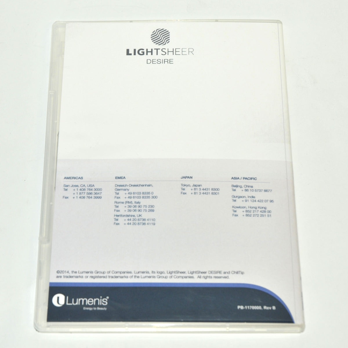 Lumenis LIGHTSHEER DESIRE XC Laser Hair Removal OPERATOR MANUAL CD Handpiece