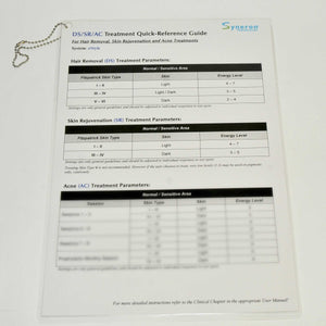 Syneron elos DS SR AC Hair Removal HR Skin Acne Treatment Quick Reference Guide