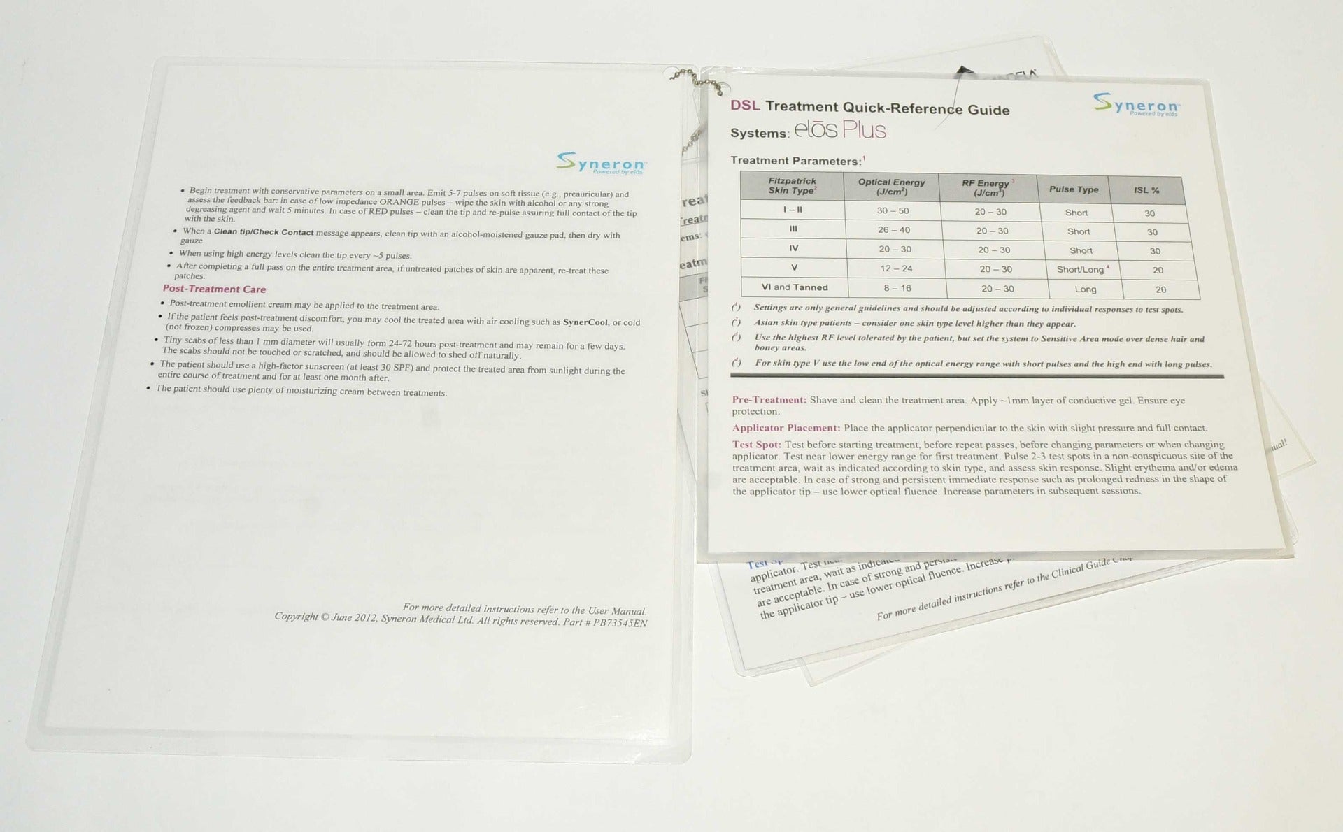 Syneron Sublative RF Quick Reference User Guide elos Plus eTwo eMatrix Treatment