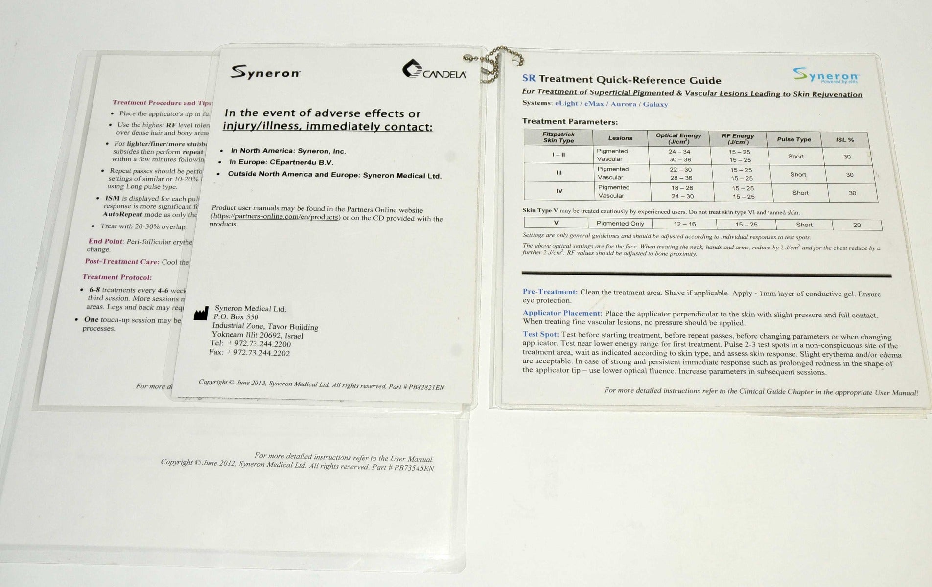 Syneron Sublative RF Quick Reference User Guide elos Plus eTwo eMatrix Treatment