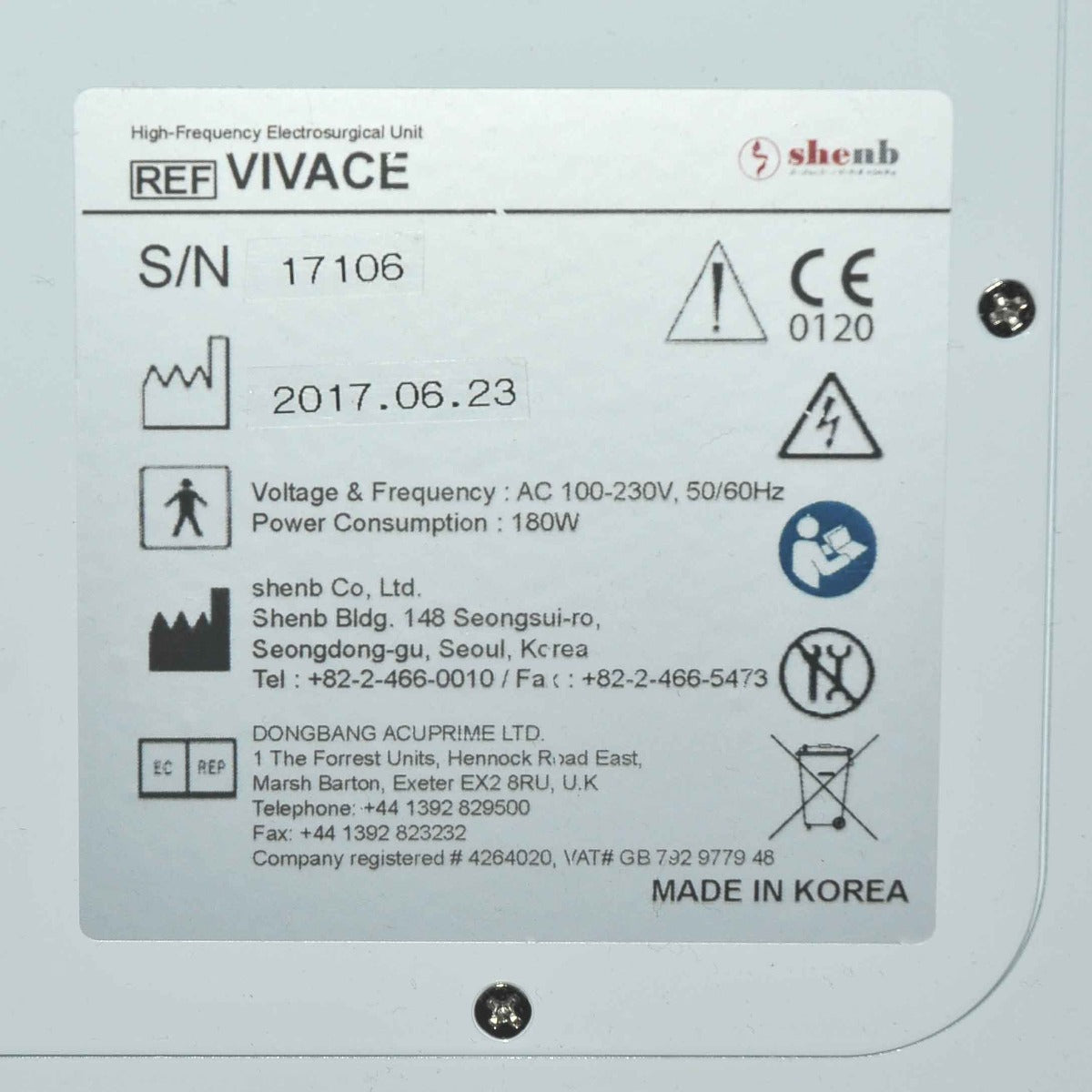 Vivace Fractional RF Microneedling Wrinkle Skin Tightening Radio Frequency 2017