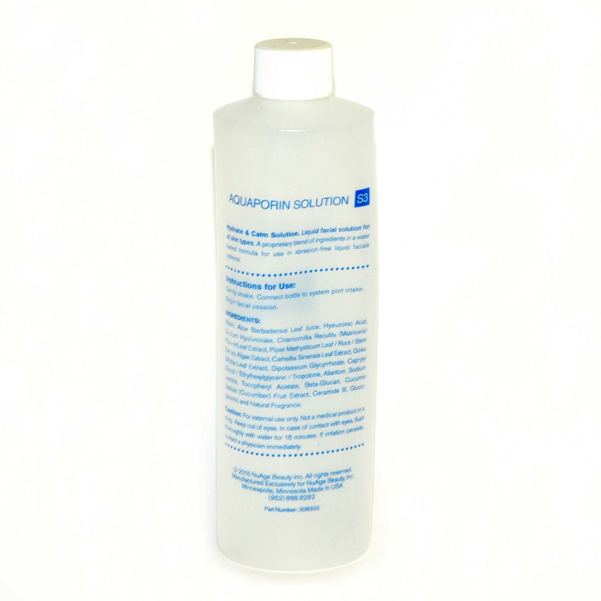NuAge Beauty Aquaporin Solution S3 Hydrate Calm Facial 16 oz Face Liquid 308303