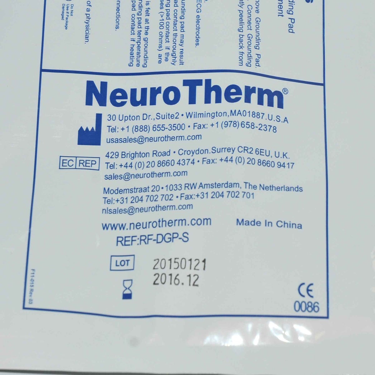 Thermi Aesthetics ThermiRF RF-DGP-S Disposable Grounding RF Pads x5 Pcs Exp 2016