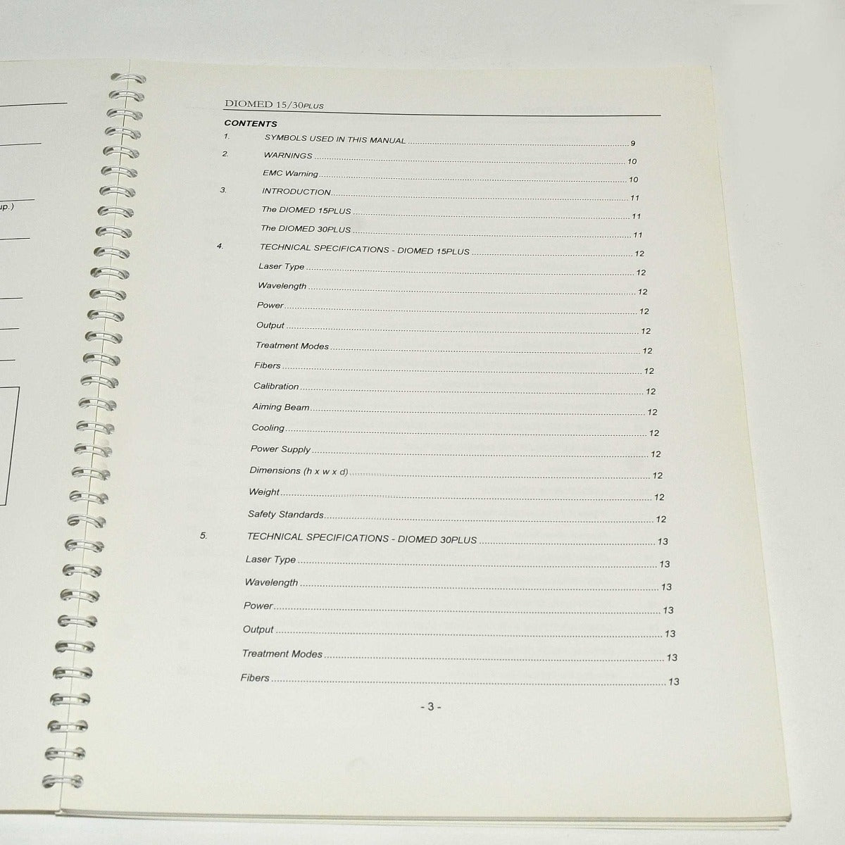 Diomed 15Plus 30Plus Diode Laser Operator Manual User Guide Clinical Instruction
