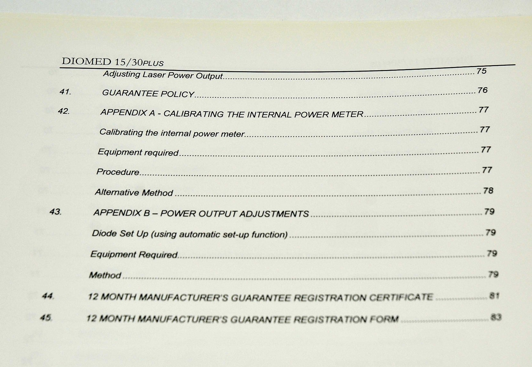 Diomed 15Plus 30Plus Diode Laser Operator Manual User Guide Clinical Instruction