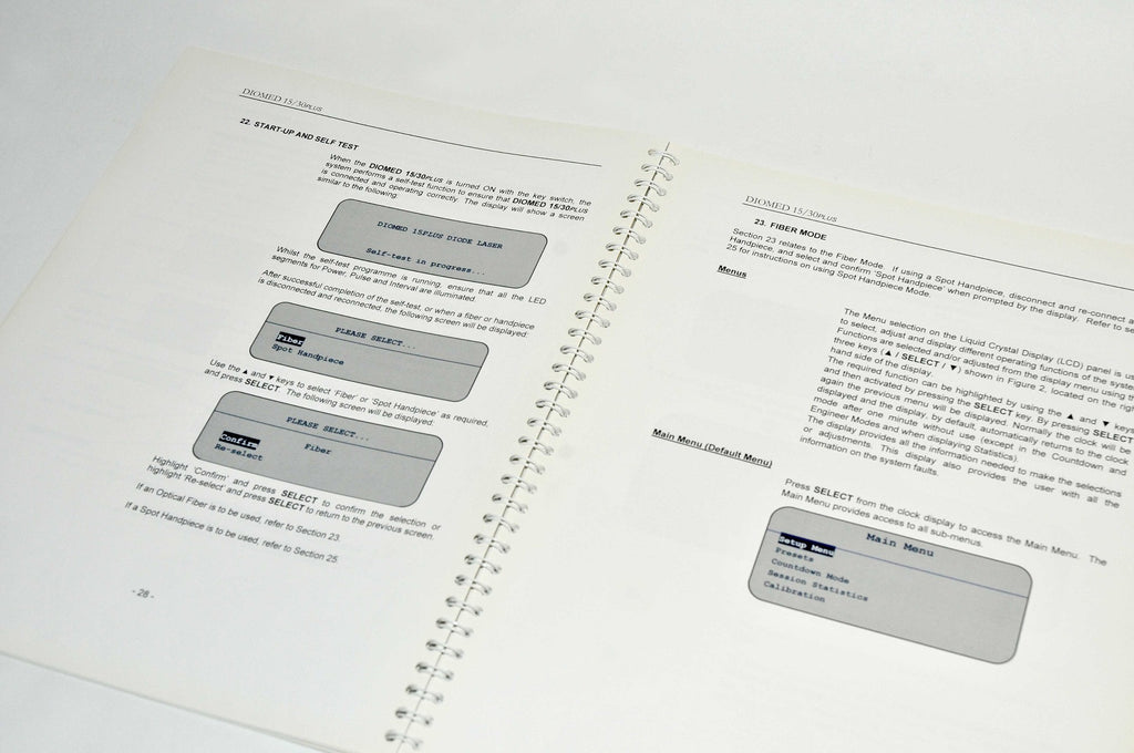 Diomed 15Plus 30Plus Diode Laser Operator Manual User Guide Clinical Instruction