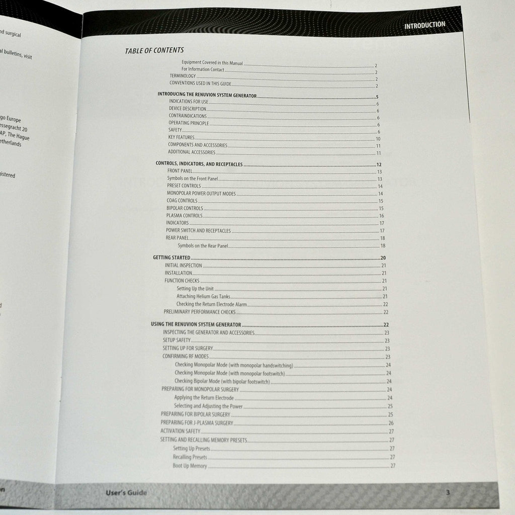 Renuvion System Generator Apyx Medical USER GUIDE Operator Manual Tech Specs