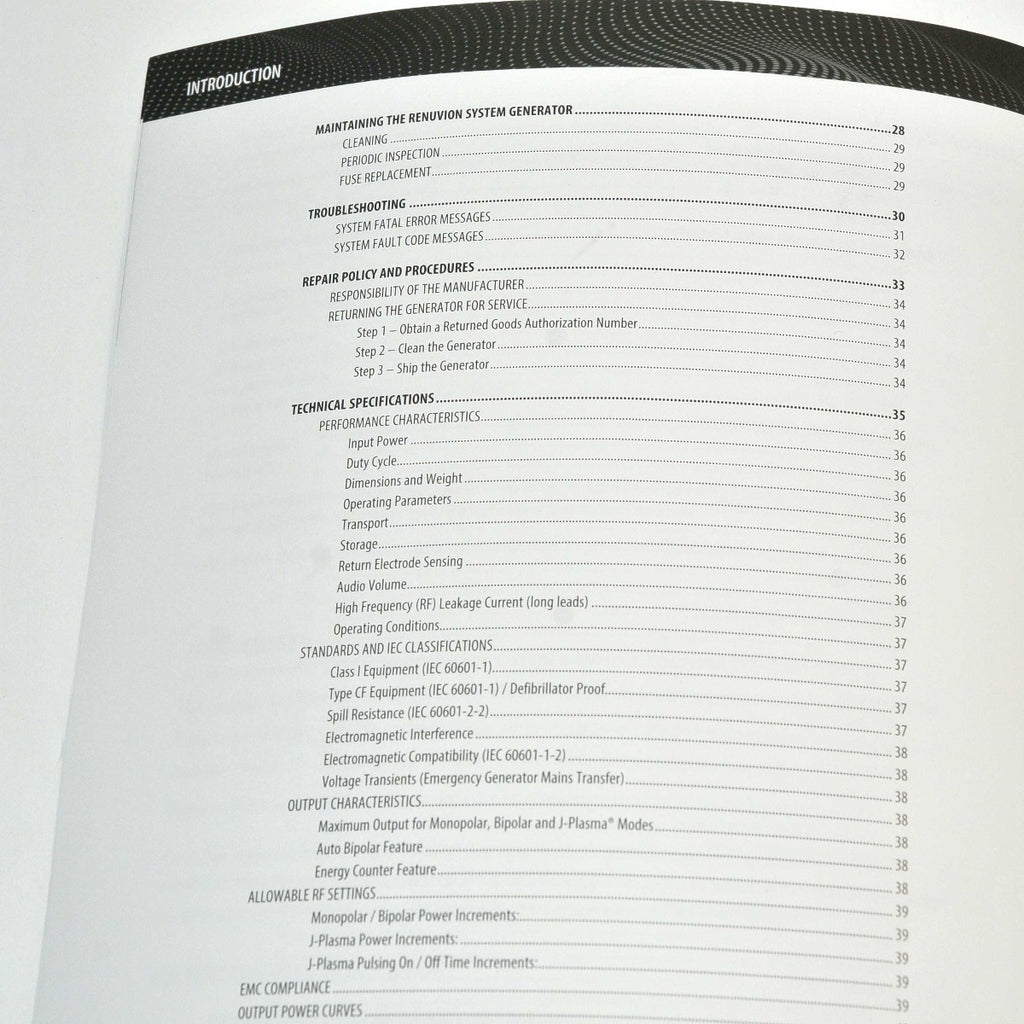 Renuvion System Generator Apyx Medical USER GUIDE Operator Manual Tech Specs