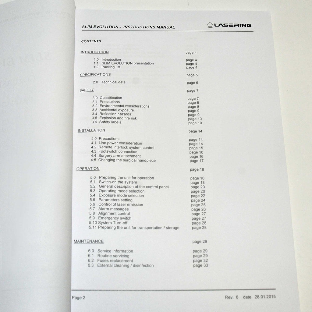 LASERING Slim Evolution CO2 Laser Operator Instruction Manual User Guide Booklet