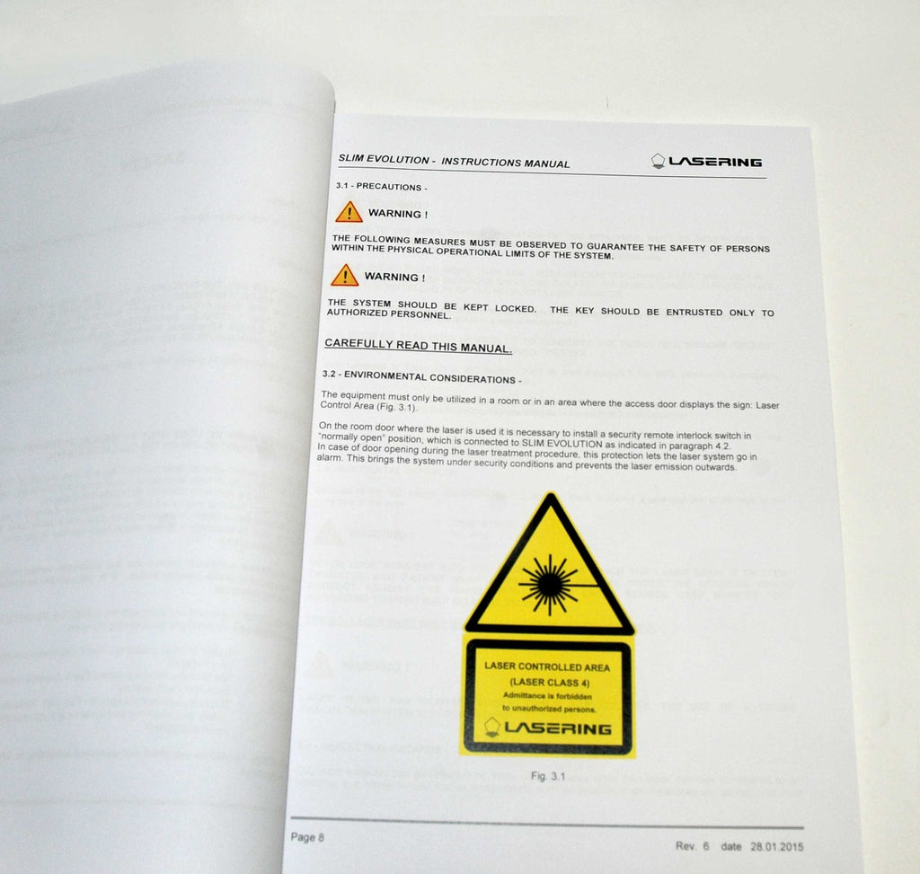 LASERING Slim Evolution CO2 Laser Operator Instruction Manual User Guide Booklet