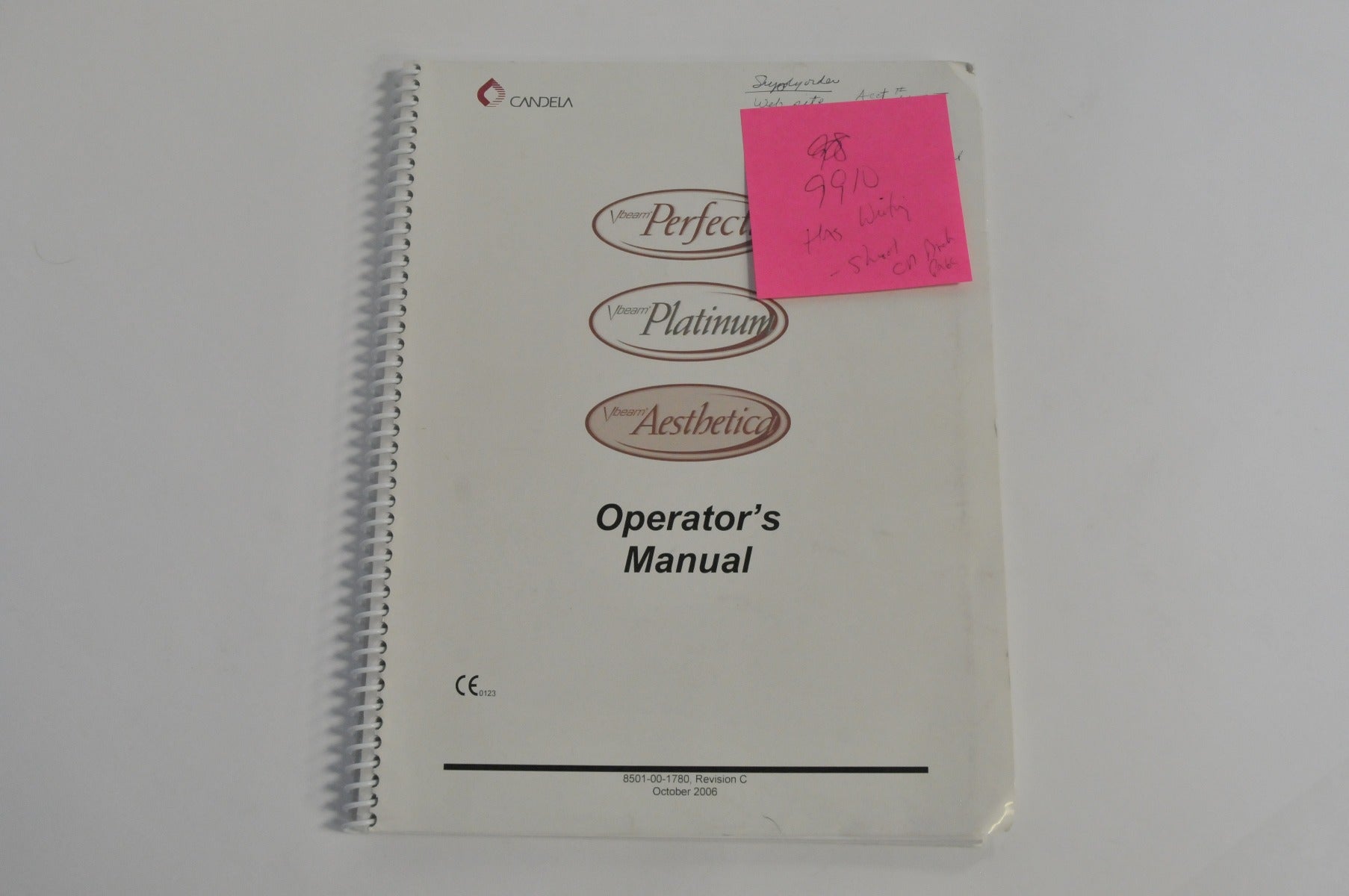 Candela VBeam Perfecta Platinum Aesthetica Operator Manual 8501-00-1780 V Beam