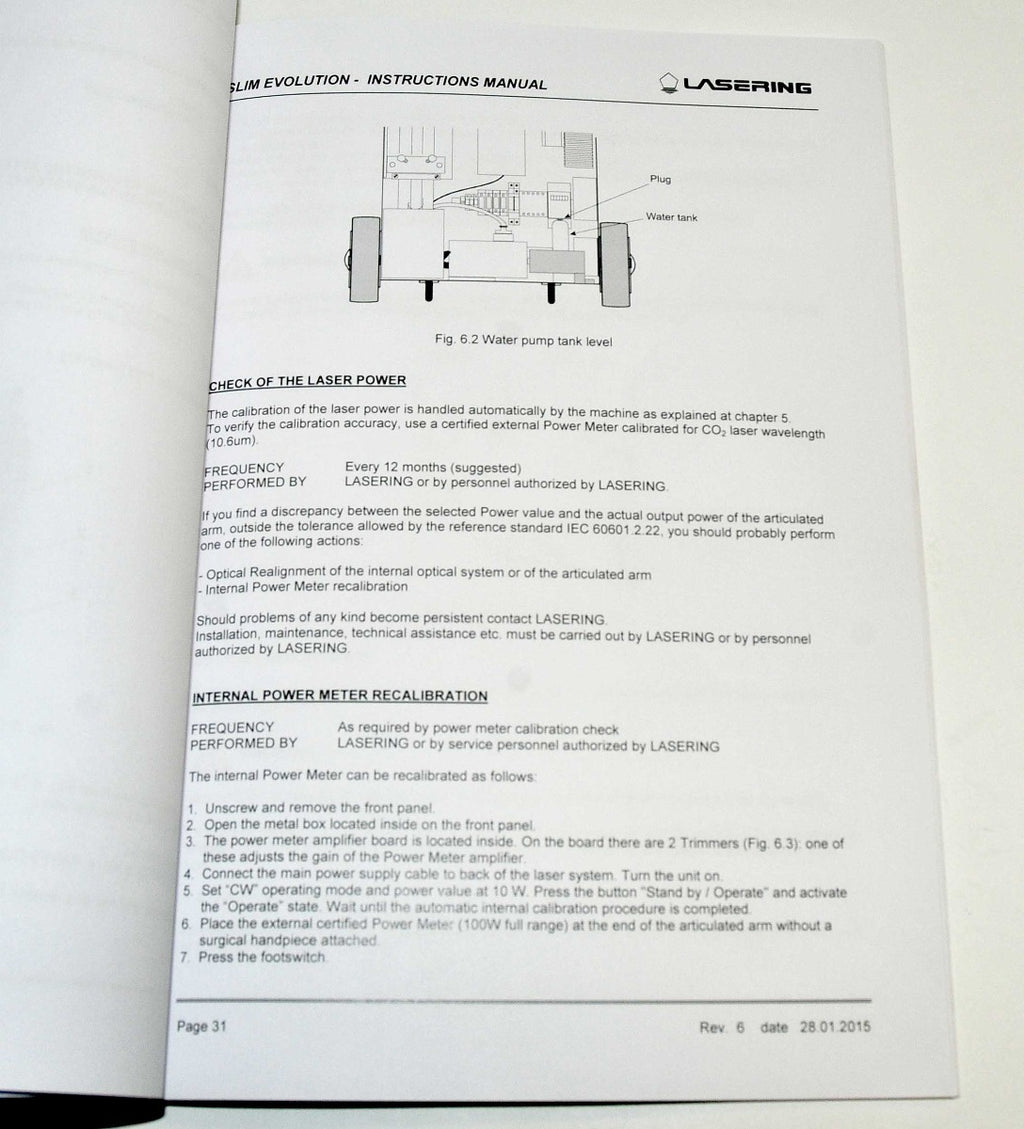 LASERING Slim Evolution CO2 Laser Operator Instruction Manual User Guide Booklet