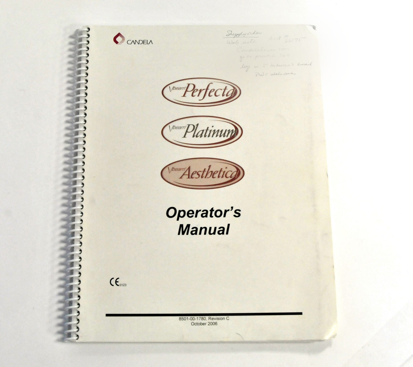 Candela VBeam Perfecta Platinum Aesthetica Operator Manual 8501-00-1780 V Beam