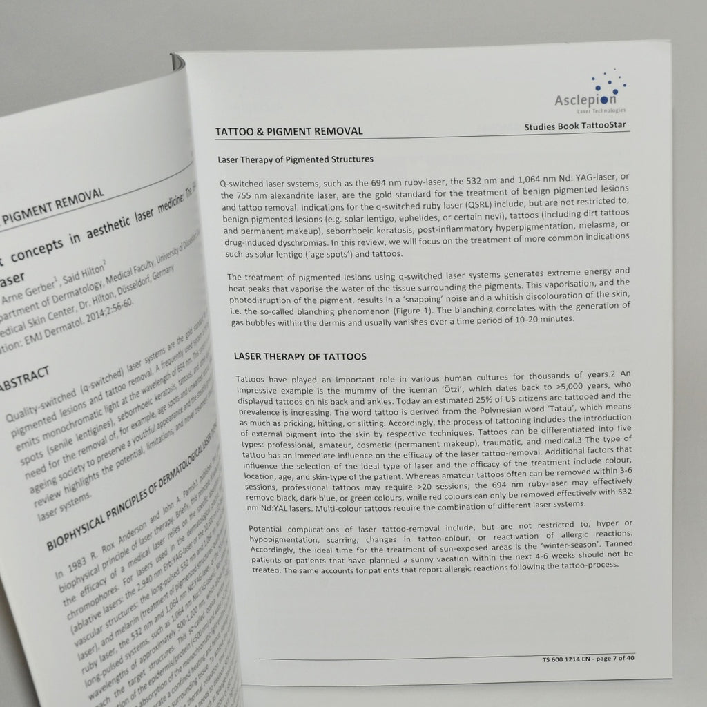 Asclepion Laser Technologies TattooStar Family Reference List Studies Book