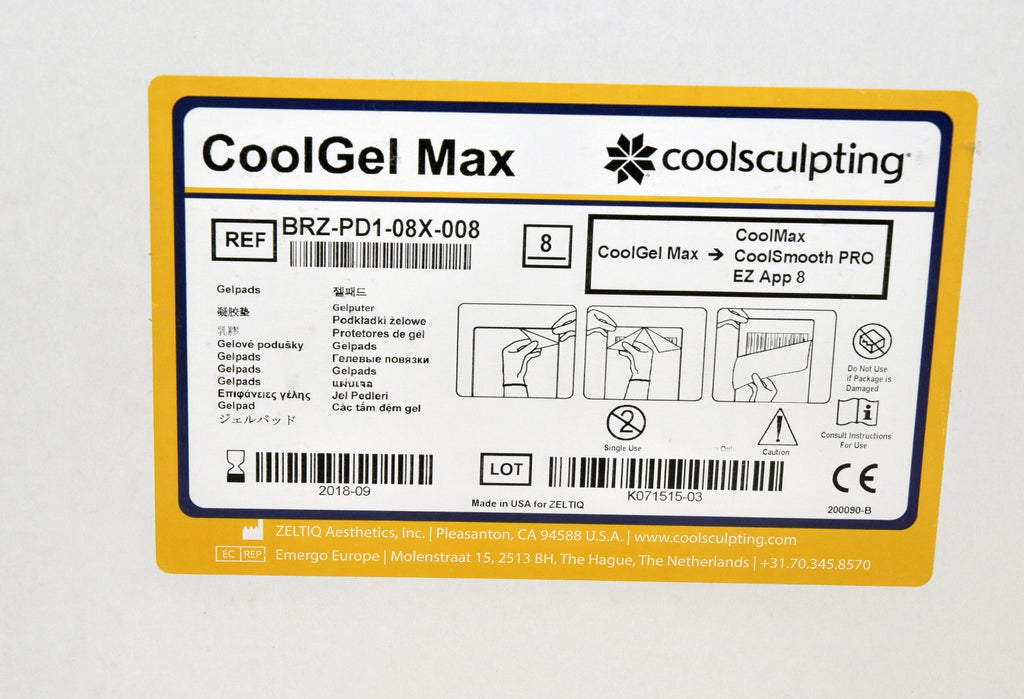 ZELTIQ CoolGel CoolSmooth Pro GelPads Max BRZ-PD1-08X-008 Coolsculpting (x8 Pcs)