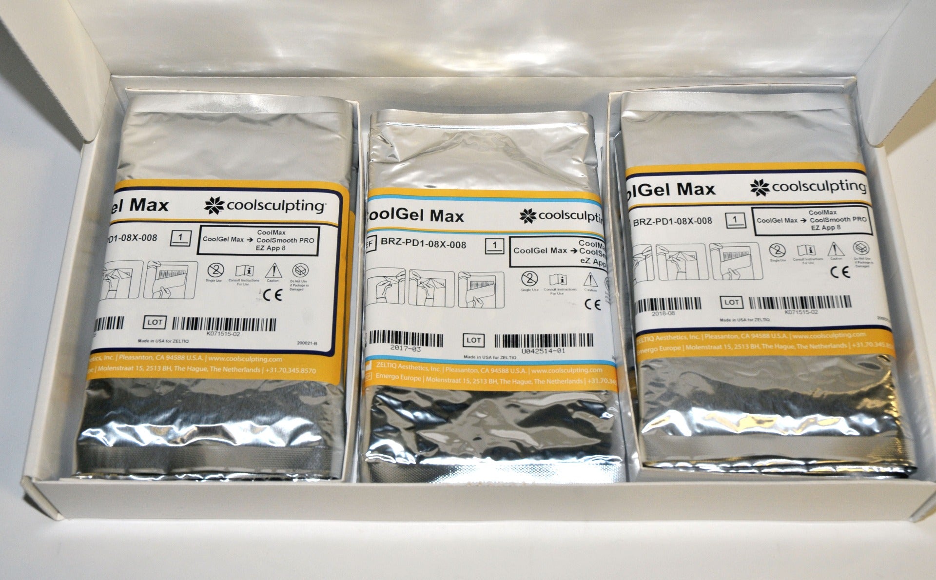 ZELTIQ CoolGel CoolSmooth PRO GelPads Max BRZ-PD1-08X-008 Coolsculpting MixedEXP