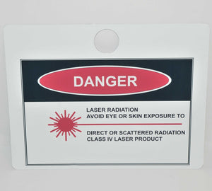 Metal Back Laser Radiation DANGER Sign Safety Class IV 4 Scattered Radiation