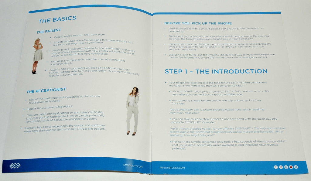 BTL Aesthetics EMSCULPT Phone Consultation User Guide Manual Training Booklet