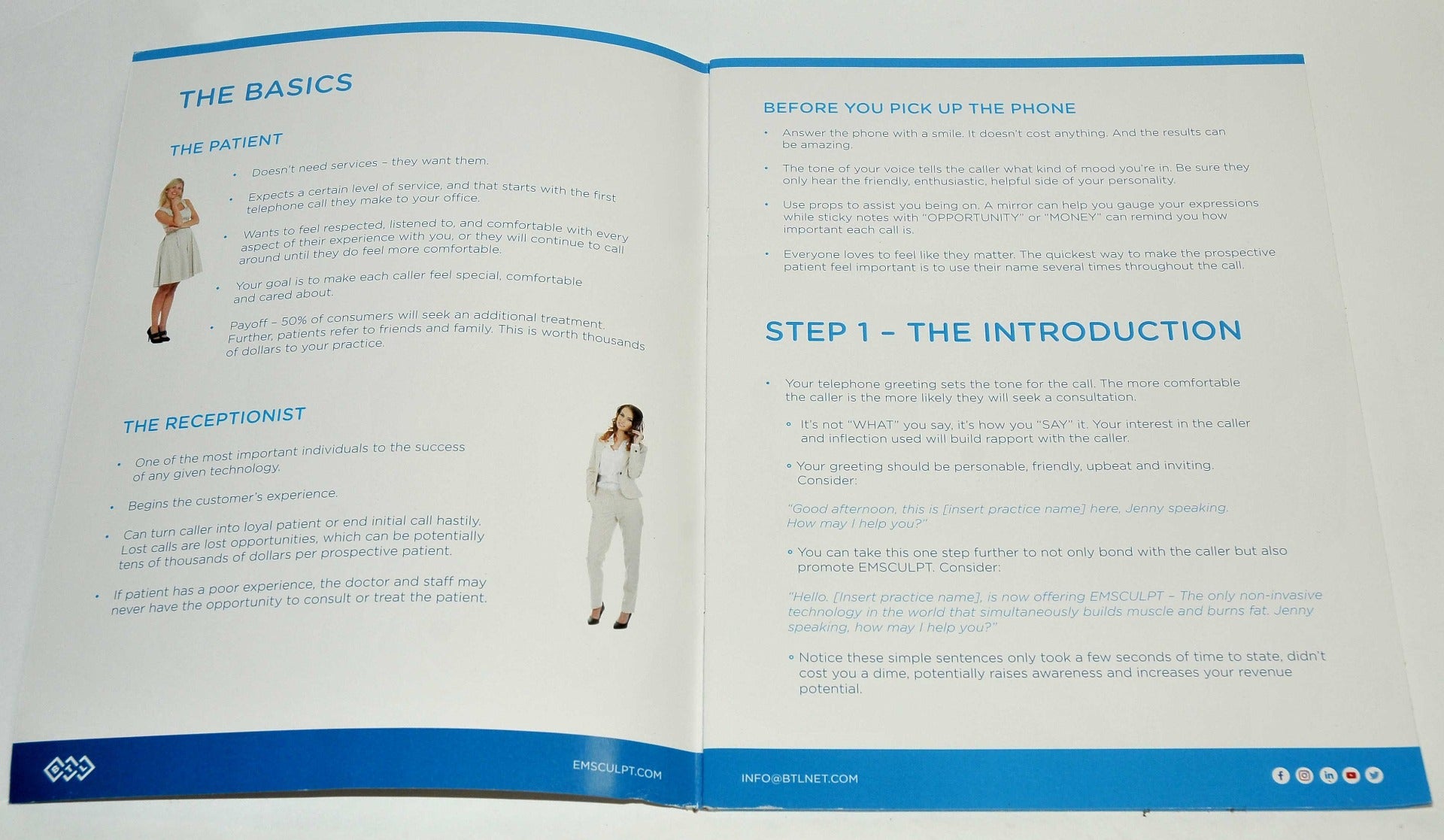 BTL Aesthetics EMSCULPT Phone Consultation User Guide Manual Training Booklet