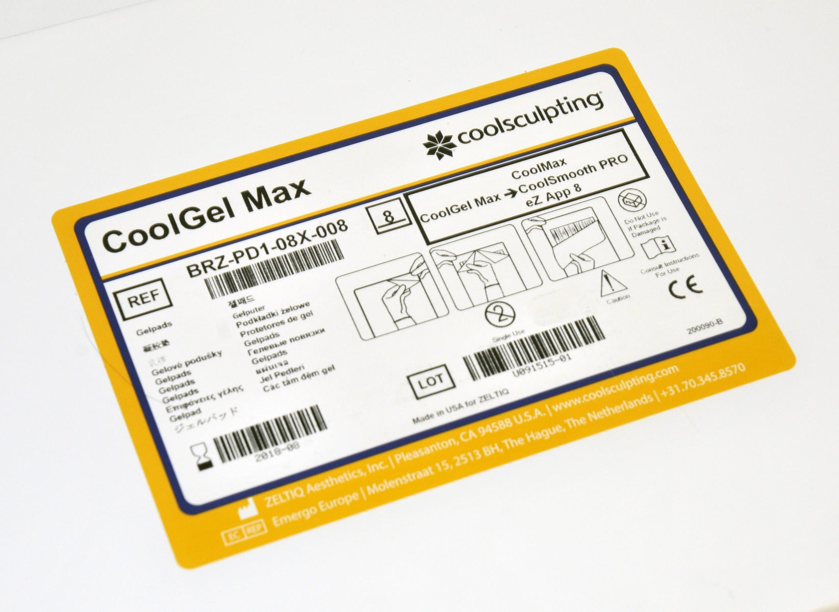 ZELTIQ CoolGel CoolSmooth PRO GelPads Max BRZ-PD1-08X-008 Coolsculpting EXP 2018