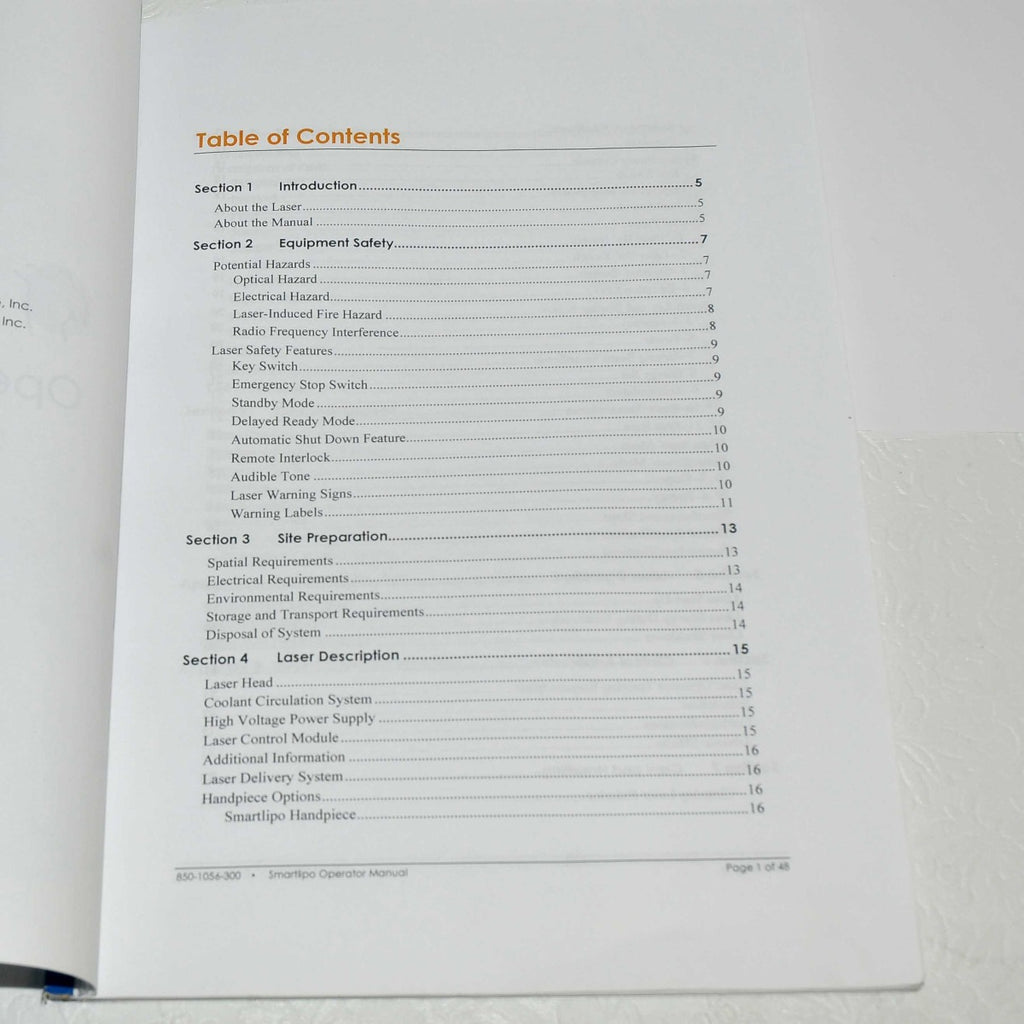 Cynosure SmartLipo Laser Operator Manual Guide Body Sculpting 850-1056-300 47Pgs