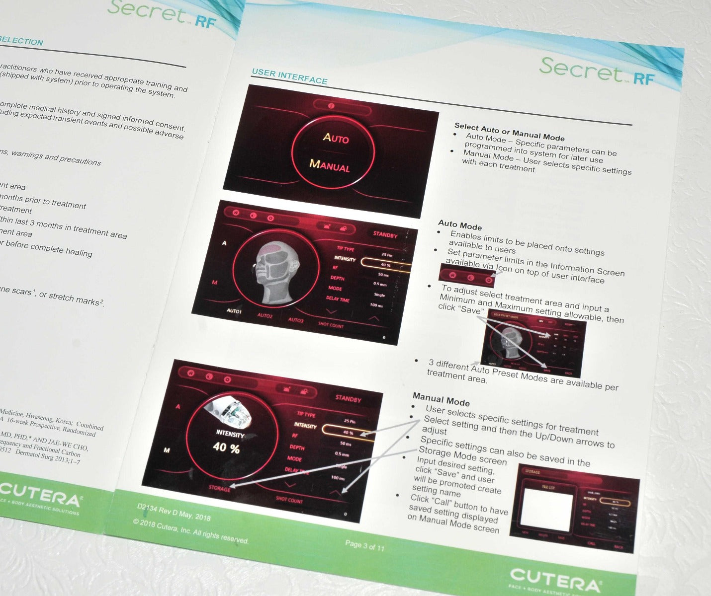 Cutera Secret RF TREATMENT GUIDELINES Operator User Guide Reference Tips D2134