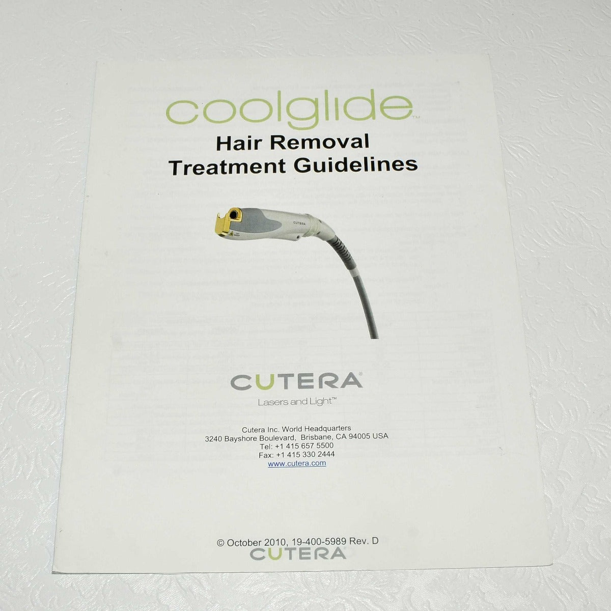 Cutera CoolGlide Vantage Xeo Laser Hair Removal Patient Treatment 1064 Guideline
