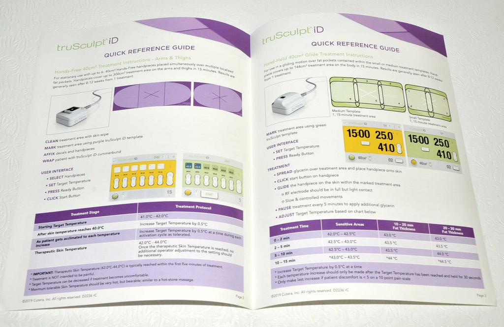 Cutera truSculpt iD Patient Treatment Quick User Handpiece Reference Guide D2236