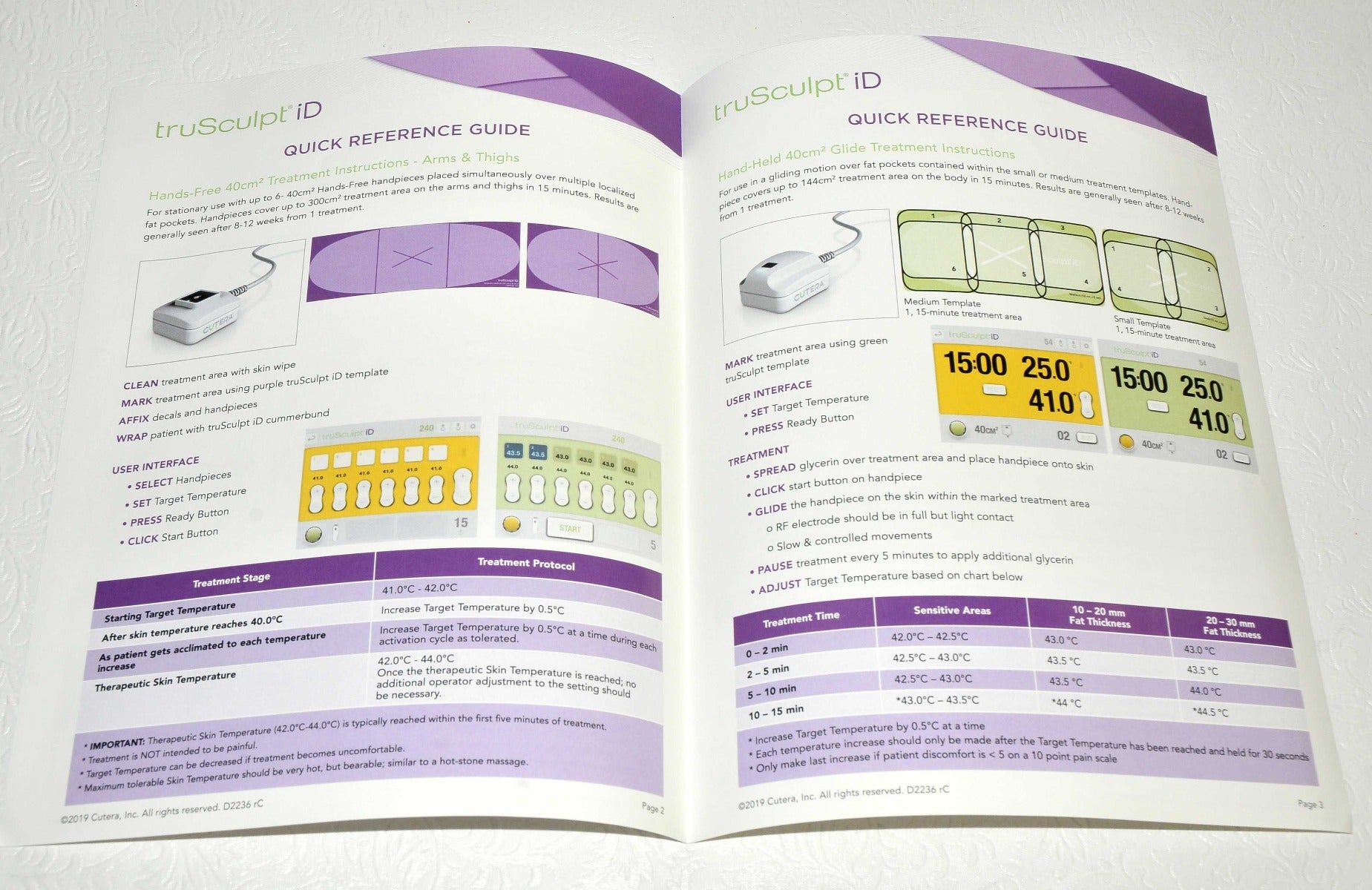 Cutera truSculpt iD Patient Treatment Quick User Handpiece Reference Guide D2236