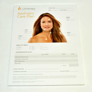 Ulthera Ultherapy AESTHETIC CARE PLAN Patient Treatment Office Tracking Forms