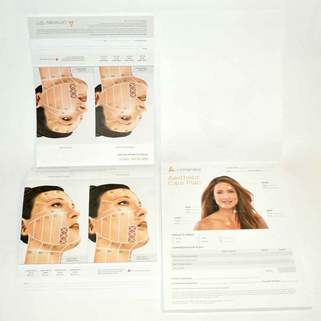 Ulthera Ultherapy AESTHETIC CARE PLAN & Patient Planning Treatment Record Forms