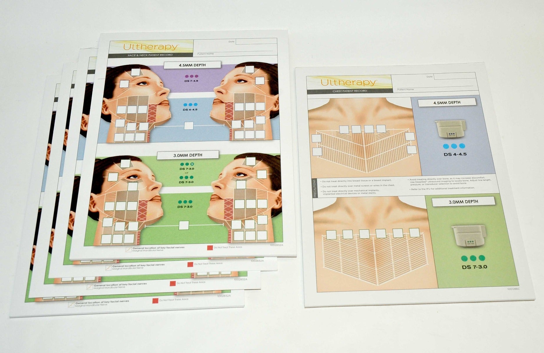 Ulthera Ultherapy Patient Face Neck Chest Record Forms Transducer Treatment Note