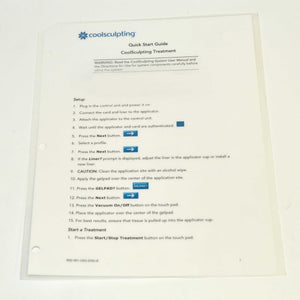 Zeltiq CoolSculpting Quick Start Guide Operator Cool Sculpting BRZ-001-QSG-ENG-B