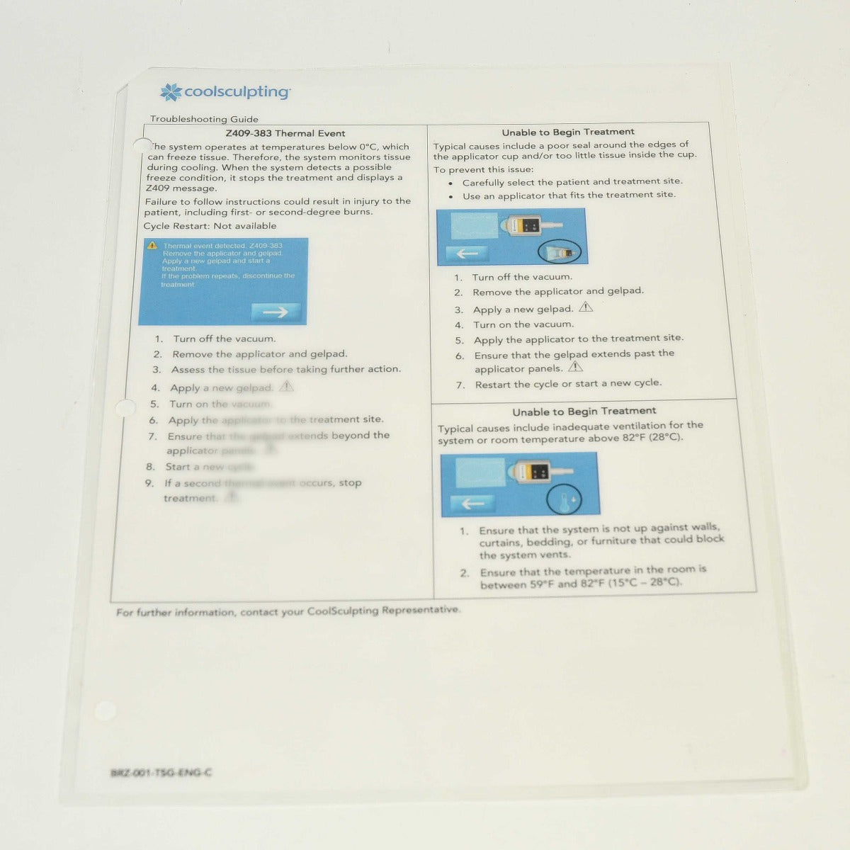 Zeltiq CoolSculpting Troubleshooting Guide Directions Restart Instruction Steps